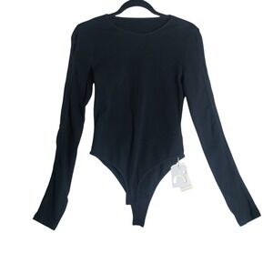 Commense Black Long Sleeve Bodysuit Size Large NWT